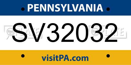 SV32032 Pennsylvania License Plate