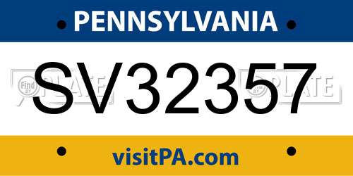 SV32357 Pennsylvania License Plate