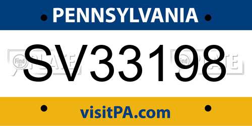SV33198 Pennsylvania License Plate