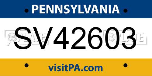 SV42603 Pennsylvania License Plate