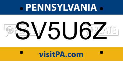 SV5U6Z Pennsylvania License Plate