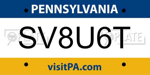 SV8U6T Pennsylvania License Plate