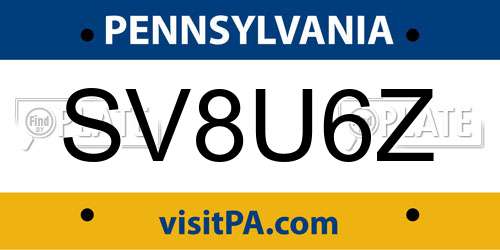SV8U6Z Pennsylvania License Plate
