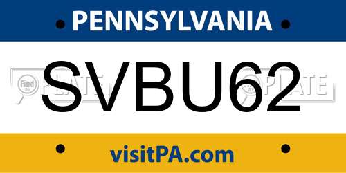 SVBU62 Pennsylvania License Plate