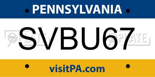 SVBU67 Pennsylvania License Plate