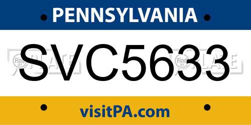 SVC5633 Pennsylvania License Plate