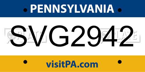 SVG2942 Pennsylvania License Plate