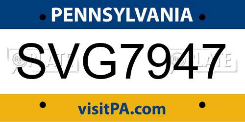 SVG7947 Pennsylvania License Plate