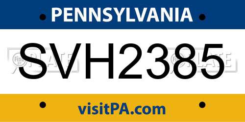 SVH2385 Pennsylvania License Plate