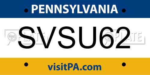 SVSU62 Pennsylvania License Plate