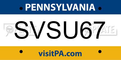 SVSU67 Pennsylvania License Plate