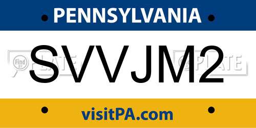 SVVJM2 Pennsylvania License Plate
