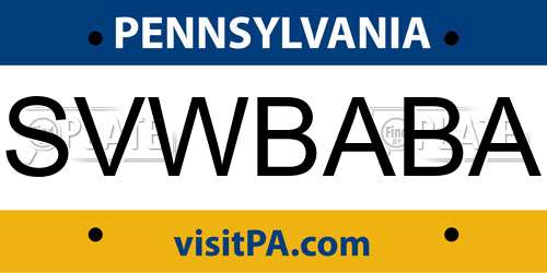 SVWBABA Pennsylvania License Plate