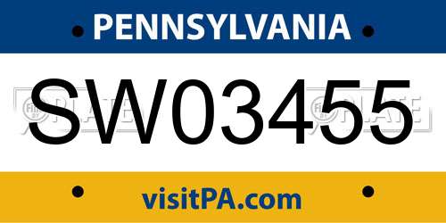 SW03455 Pennsylvania License Plate