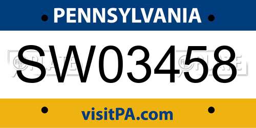 SW03458 Pennsylvania License Plate