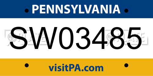 SW03485 Pennsylvania License Plate