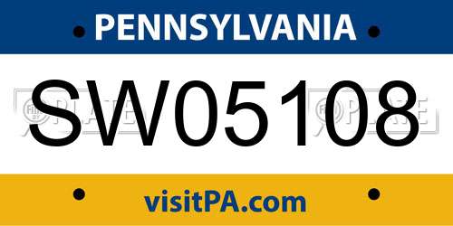 SW05108 Pennsylvania License Plate