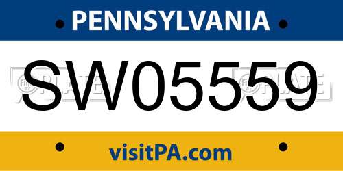 SW05559 Pennsylvania License Plate