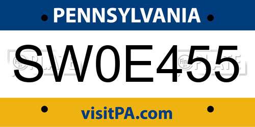 SW0E455 Pennsylvania License Plate