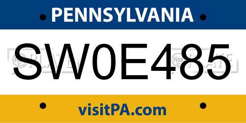 SW0E485 Pennsylvania License Plate