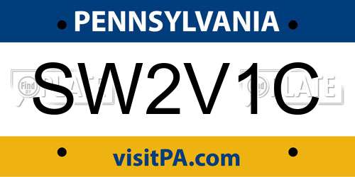SW2V1C Pennsylvania License Plate