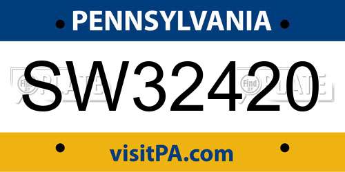 SW32420 Pennsylvania License Plate