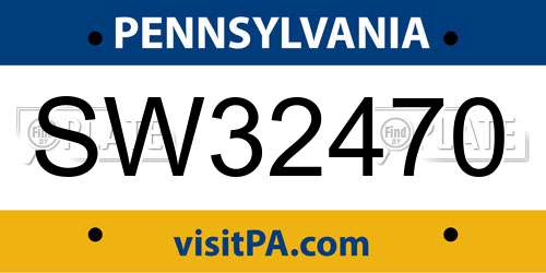 SW32470 Pennsylvania License Plate