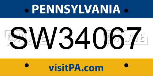 SW34067 Pennsylvania License Plate