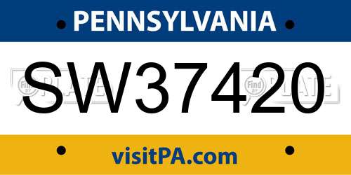 SW37420 Pennsylvania License Plate