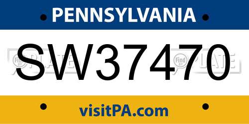 SW37470 Pennsylvania License Plate