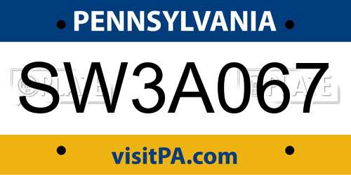 SW3A067 Pennsylvania License Plate
