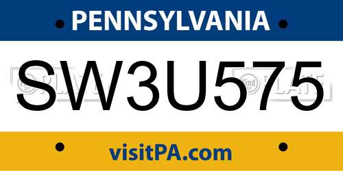 SW3U575 Pennsylvania License Plate