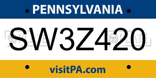 SW3Z420 Pennsylvania License Plate
