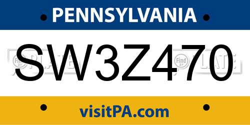SW3Z470 Pennsylvania License Plate