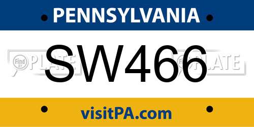 SW466 Pennsylvania License Plate