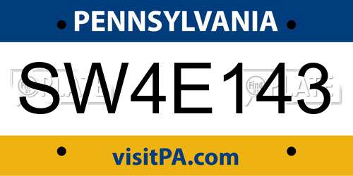 SW4E143 Pennsylvania License Plate