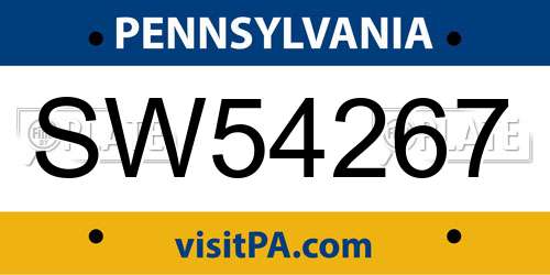 SW54267 Pennsylvania License Plate