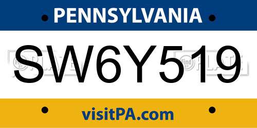 SW6Y519 Pennsylvania License Plate