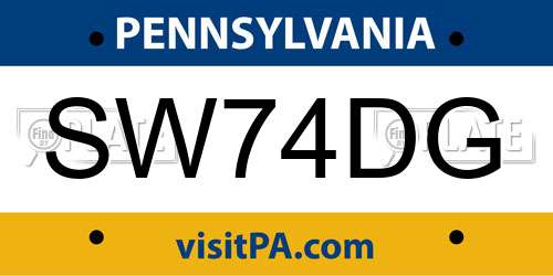 SW74DG Pennsylvania License Plate