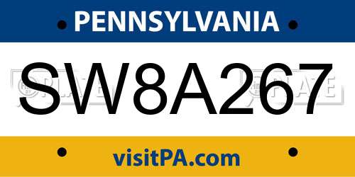 SW8A267 Pennsylvania License Plate