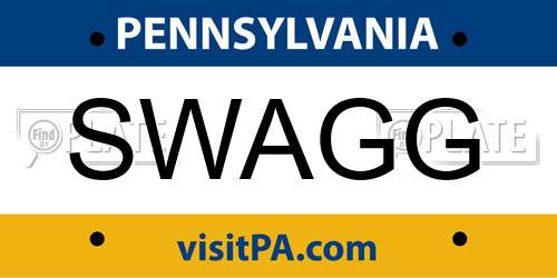 SWAGG Pennsylvania License Plate