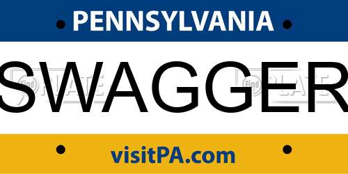 SWAGGER Pennsylvania License Plate