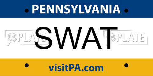 SWAT Pennsylvania License Plate