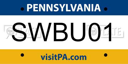 SWBU01 Pennsylvania License Plate