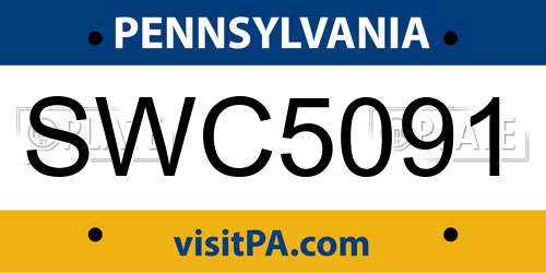 SWC5091 Pennsylvania License Plate