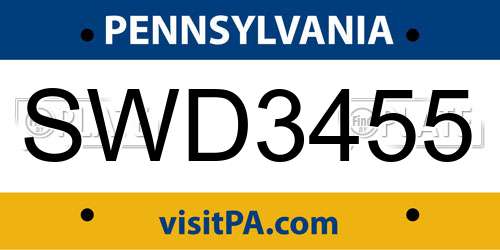 SWD3455 Pennsylvania License Plate