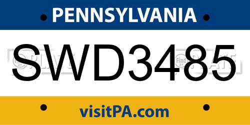 SWD3485 Pennsylvania License Plate