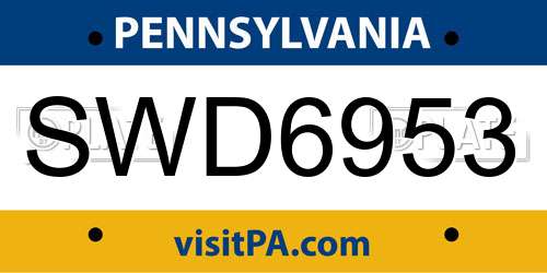 SWD6953 Pennsylvania License Plate