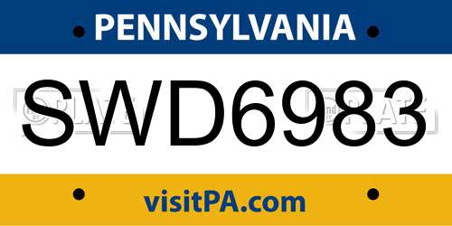 SWD6983 Pennsylvania License Plate