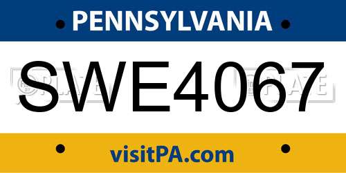 SWE4067 Pennsylvania License Plate
